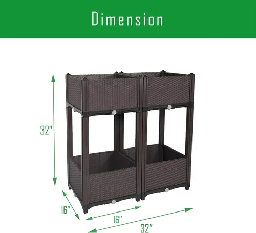 Miniatura 4 de D'vine Dev Camas elevadas – Caja de jardín elevada con tapón de drenaje, macetas de pie para kit de jardinería de vegetales/flores/hierbas, RGB-4
