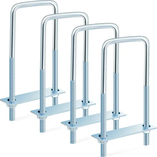 Miniatura 24 de Dunzy 6 pernos cuadrados en U chapados en zinc, perno en U de acero al carbono resistente, suministros industriales y científicos para tubo
