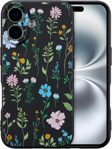 Miniatura 10 de RALEAVO Funda Floral para iPhone 12, Cubierta de Silicona Líquida con Bonito Patrón de Rama de Flores para Niñas y Mujeres, Funda Protectora de Goma