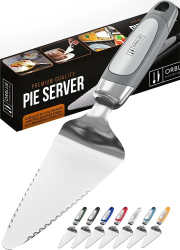 Miniatura 12 de Orblue Servidor para tartas, herramienta esencial de cocina, dentada en ambos lados, ideal para chef diestro o zurdo, cubiertos de acero inoxidable