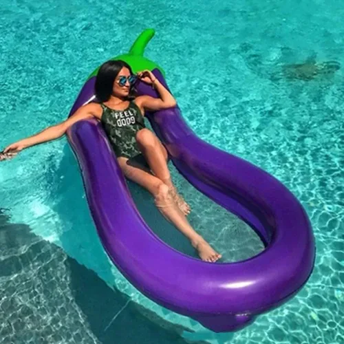 Miniatura 3 de Flotador inflable para piscina, flotador de tumbona de piscina para adultos, flotador de piscina inferior de malla de berenjena, silla flotante