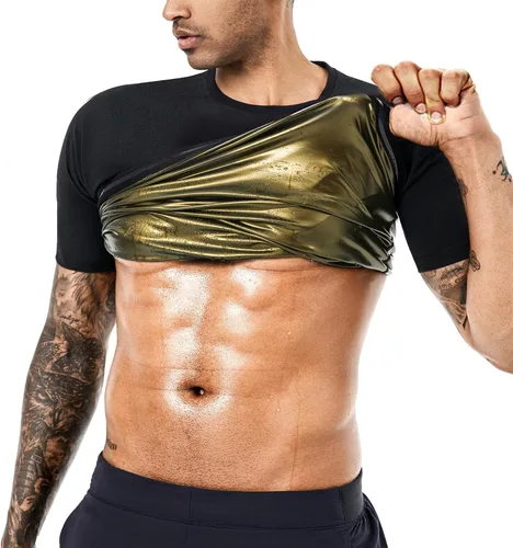 Miniatura 8 de Traje de Sauna para Sudoración para Hombre, Camiseta Entrenador de Cintura, Chaleco de Compresión, Ropa de Gimnasio, Mejorador de Sudor de Manga