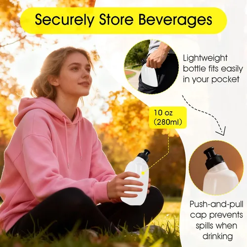 Miniatura 7 de Paquete de 2 botellas de agua para bicicleta sin BPA de 10 onzas y botella de agua para correr, para cinturón de hidratación, botella de agua