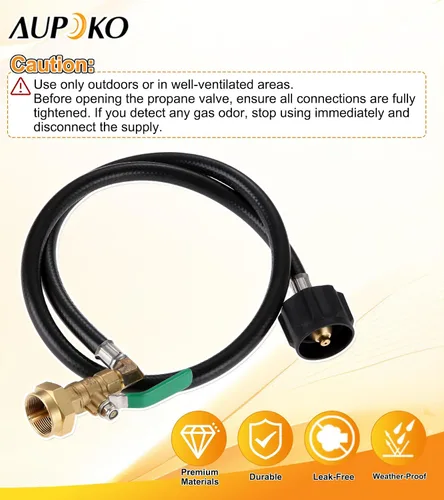 Miniatura 6 de Aupoko Manguera adaptadora de repuesto de propano de 36 pulgadas, manguera de extensión de propano con válvula de control de encendido y apagado