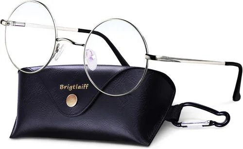 Miniatura 13 de Brigtlaiff - Lentes redondos con bloqueo de luz azul para hombres y mujeres, anteojos para computadora, juegos y TV, antifatiga ocular con marco