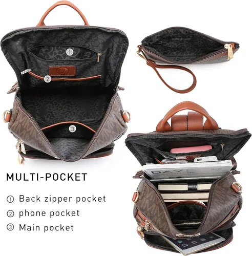 Miniatura 66 de MKP COLLECTION Mochila de moda para mujer, bolsa convertible grande para mujer, mochila de viaje, bolsa de hombro, juego de 2 piezas con borla, Beige