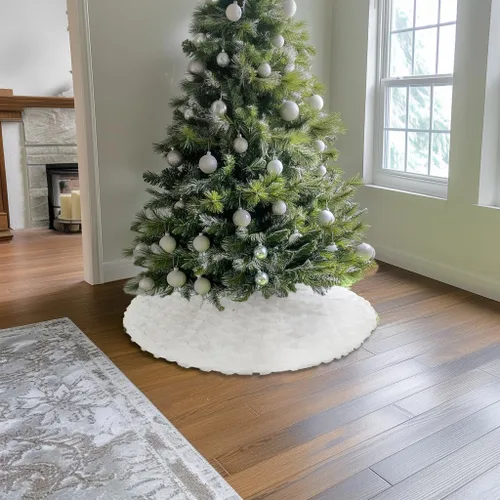 Miniatura 4 de Falda de árbol de Navidad de 36 pulgadas, piel sintética con punto trenzado, decoración gruesa para decoración de Feliz Navidad