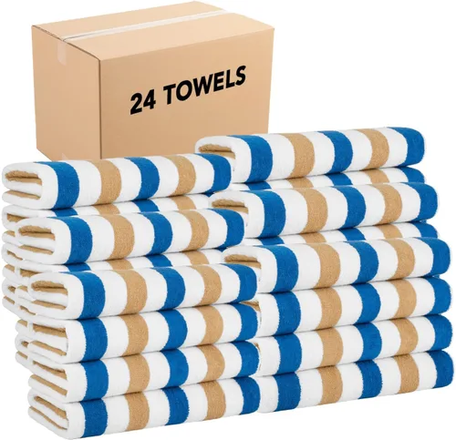 Miniatura 11 de Arkwright Cabo Cabana Stripe - Paquete de 4 toallas de algodón de rizo de algodón grandes y suaves de secado rápido para piscina, natación