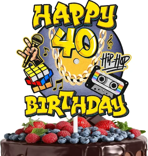 Miniatura 12 de Decoración de pastel de hip hop para hombres y mujeres, 30 cumpleaños, feliz retro, 70, 80, 90, decoración de fiesta de cumpleaños, fiesta