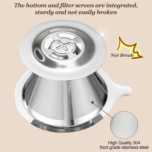 Miniatura 4 de Gotero de Café Pour Over, Filtro de Café Sin Papel de Goteo Lento, Cafetera Pour Over para Preparar 1-2 Tazas, Diseño de Doble Malla de Filtro
