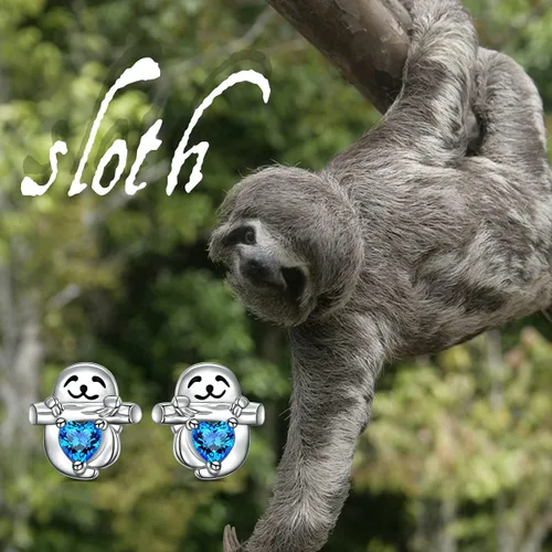 Miniatura 2 de YinShan Juego de joyas de plata de ley 925, collar de perezoso, aretes de perezoso para mujeres y niñas, regalos de animales perezosos felices