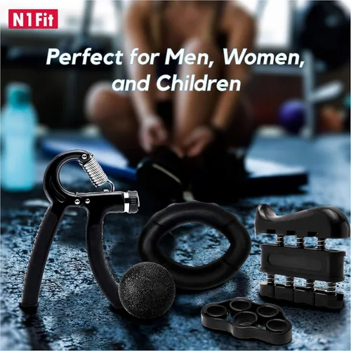 Miniatura 7 de N1Fit Kit de entrenamiento de fuerza de agarre, paquete de 5 fortalecedores de agarre para el antebrazo y muñeca, agarre de mano de resistencia