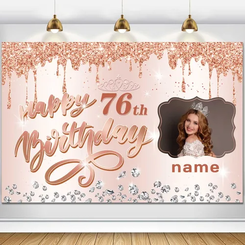 Miniatura 85 de Cartel decorativo personalizable de oro rosa con nombre y foto MGJB-NLK-50
