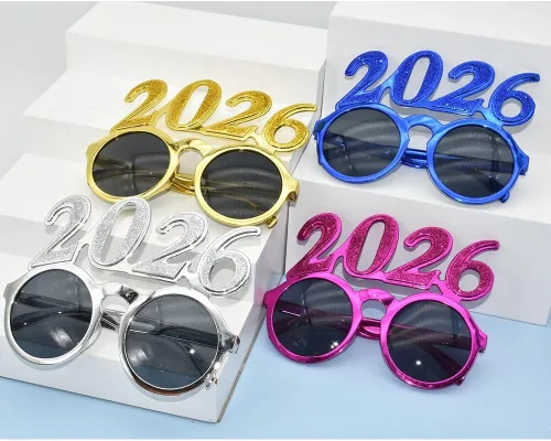 4 lentes de plástico 2026 para fiesta de Año Nuevo, suministros de fiesta de graduación 2026, accesorios de fotos para fiestas