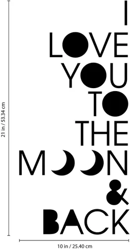 Miniatura 3 de Calcomanía de vinilo para pared, con texto en inglés "I Love You to The Moon and Back", 21 x 10 pulgadas, calcomanías inspiradoras para decoración