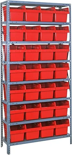 Miniatura 39 de Quantum QSBU-245BK Heavy Duty Shelving Unit with (7) Shelves and (24) QUS245 Black Bins for Garage Warehouse Storage Distribution 400 lb Load