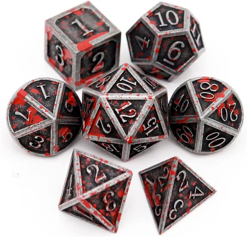 Miniatura 21 de Haxtec - Juego de dados de metal DND, dados poliédricos D&D compatibles con Dungeons and Dragons, regalo TTRPG, dados de metal bronce antiguo