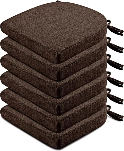 Miniatura 28 de Wellsin Cojines para sillas de comedor, 4 unidades, cojines para sillas de cocina con lazos y base antideslizante, almohadillas para sillas de Azul