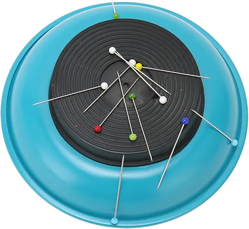 Miniatura 2 de BFYDOAA Plato magnético con 150 agujas de cuentas, cojín de costura magnético redondo, soporte magnético para agujas de coser, pasadores de presión