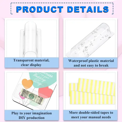 Miniatura 3 de 60 bolsas de bálsamo labial de plástico para dinero, soporte para lápiz labial transparente, cúpulas de plástico transparente para tarjetas