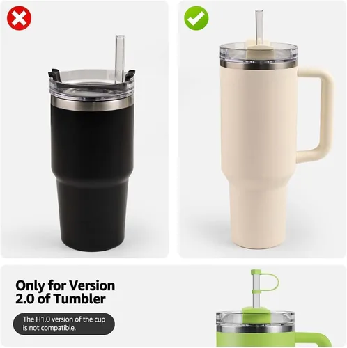 Miniatura 3 de Linsaner Juego de adornos de silicona para popotes Stanley, 2.0, vasos de 30 oz/40 onzas con cubierta para popote Stanley, eucalipto (paquete de 1)