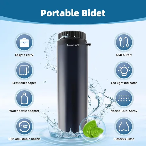 Miniatura 3 de Hibbent Bidé portátil para viajes, rociador eléctrico de mano de alta presión, bidé de viaje recargable para mujeres y hombres, limpieza de higiene