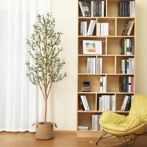 Miniatura 3 de Kazeila Árbol de olivo artificial de 7 pies de alto, planta de seda sintética para decoración del hogar y la oficina, árbol en maceta falso