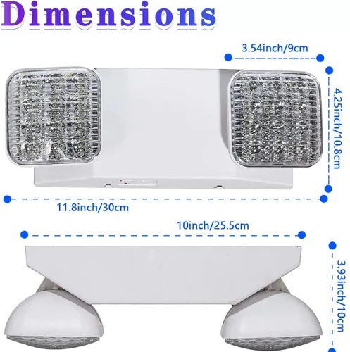 Miniatura 6 de Luces de emergencia LED con batería de respaldo, luz de emergencia comercial ajustable de dos cabezales, certificación UL, CA 120/277V, accesorios