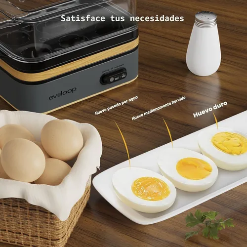 Miniatura 2 de Evoloop - Olla rápida para huevos eléctrica con capacidad para 6 huevos, para cocción de huevos blandos, medianos, duros, con máquina de escalfar