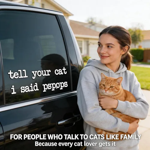 Miniatura 2 de Calcomanía de coche con texto en inglés "Tell Your Cat I Said Pspsps: divertido vinilo blanco adhesivo para ventana de coche para los amantes
