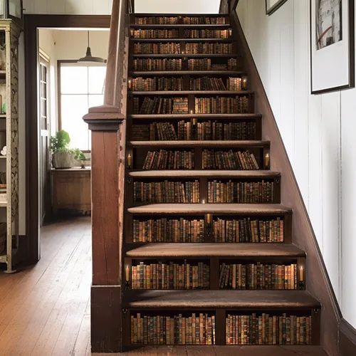 Miniatura 8 de funlife Calcomanías para elevador de escalera, 14 calcomanías para escaleras para decoración de tiendas de hotel y hogar, autoadhesivas, Álbumes