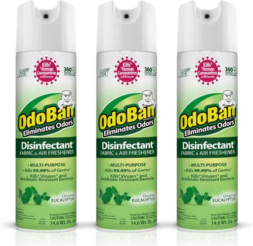 Miniatura 9 de OdoBan Desinfectante en aerosol continuo de 360 grados listo para usar y eliminador de olores fuertes, ambientador de telas y aire, fabricado