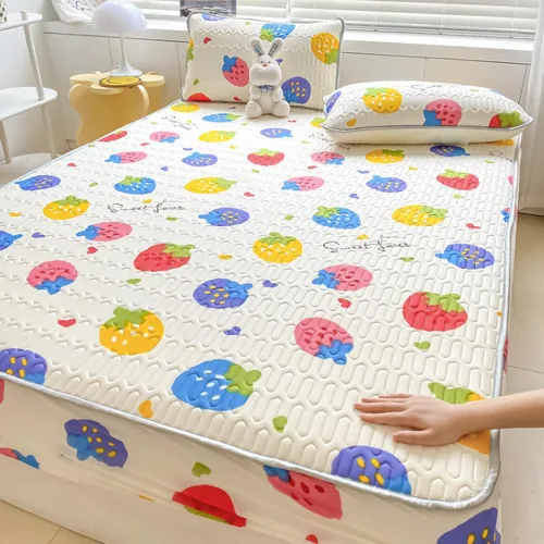 Miniatura 15 de FCLDESHOP Comfort Hotel - Sábana bajera ajustable de bolsillo profundo, juego de sábanas bajeras y fundas de almohada de seda de hielo de látex