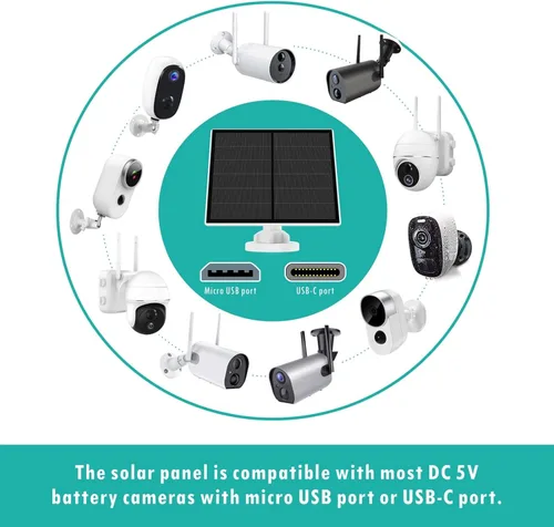 Miniatura 2 de Panel solar de 5 W para cámara de seguridad al aire libre, cargador de panel solar USB de 5 V compatible con cámara de batería recargable
