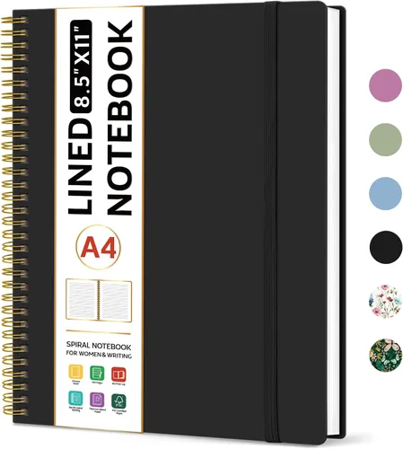 Miniatura 33 de Taja Cuaderno con forro en espiral, cuadernos de 8.5 x 11 pulgadas para trabajo, diario grande A4 para mujeres y hombres, cuaderno de diario