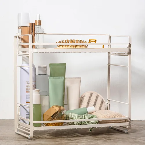 Miniatura 12 de zccz Organizador de baño de 2 niveles, ideal como organizador de encimera de cocina o baño, organizador de maquillaje con acabado negro para Negro