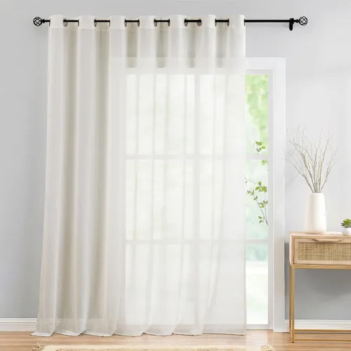 Miniatura 14 de FMFUNCTEX Cortinas Transparentes de Lino para Dormitorio, Cortinas Beige de 84 Pulgadas de Largo para Sala de Estar, Cortinas de Ventana de Mezcla