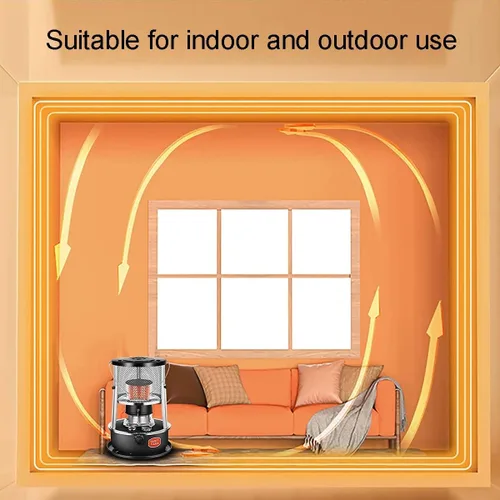 Miniatura 7 de Estufa de queroseno de altura ajustable, calentador de interior no eléctrico con chimenea de vidrio, calentadores de estufa de queroseno portátiles