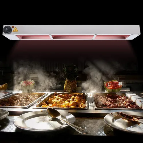 Miniatura 7 de Lámpara de calor de alimentos de 36 pulgadas, calentador de alimentos con enchufe y cadenas, temperatura ajustable de acero inoxidable plateado