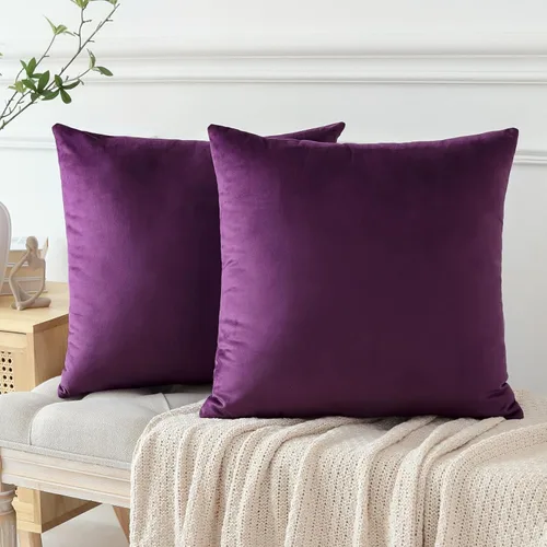 Miniatura 8 de OTOSTAR Fundas de Almohada Decorativas de Terciopelo Suave 24 x 24 Pulgadas Fundas de Cojín Cuadradas Sólidas Decoración del Hogar Fundas