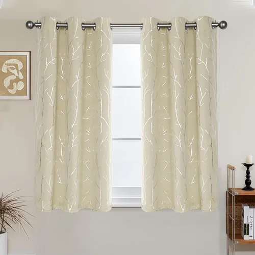 Miniatura 50 de BUHUA - Cortinas opacas blancas, cortinas plateadas, juego de 2 paneles de cortinas con ojales para dormitorio, elegante tratamiento de ventana