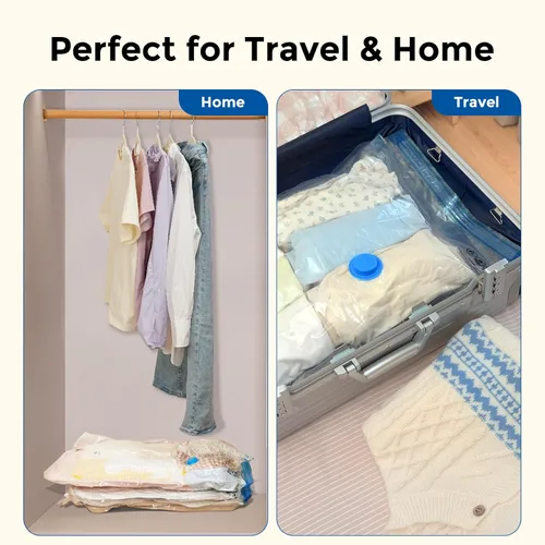 Miniatura 7 de ETENWOLF Paquete de 4 bolsas de almacenamiento al vacío con bomba inalámbrica recargable, bolsas de sellado al vacío para ropa y viajes, bolsas