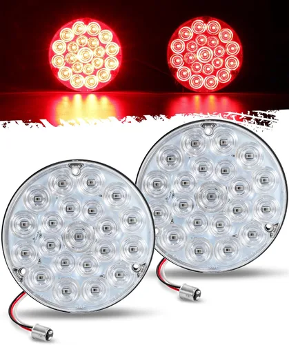 Miniatura 8 de Partsam - Luces traseras redondas de 4 pulgadas con 21-2835 LEDs azules, luces auxiliares de carga de carga con zócalo 1157, junta TPE, lente