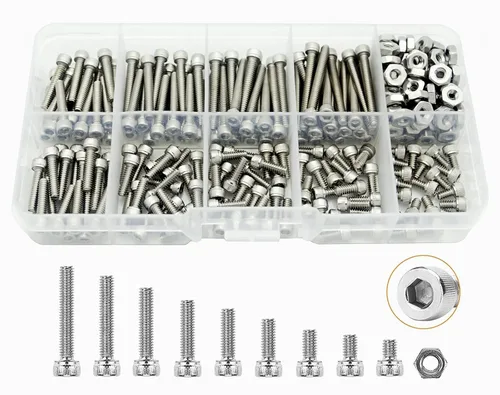 Miniatura 9 de #2-56 UNC Kit surtido de tornillos de cabeza hexagonal de acero inoxidable