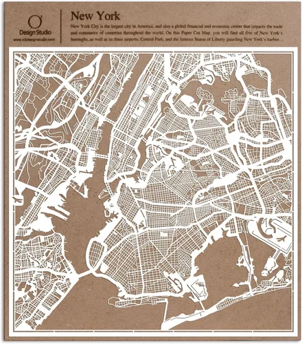 Miniatura 34 de O3 Design Studio Aberdeen - Mapa de papel cortado en papel blanco de 12 x 12 pulgadas