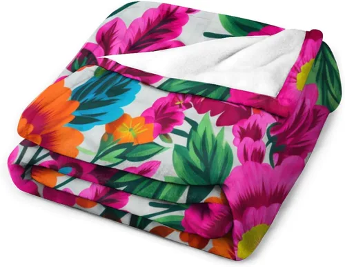 Miniatura 3 de Manta de forro polar con flores mexicanas, acogedora manta de franela para cama de 50 x 60 pulgadas para sofá, cama, oficina, Navidad, Halloween