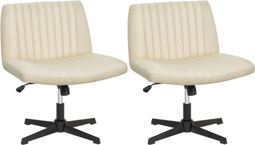 Miniatura 9 de PayLessHere Silla cruzada Rosa Silla de escritorio ancha y sin brazos sin ruedas Giratorio 360, altura ajustable y base de metal estable