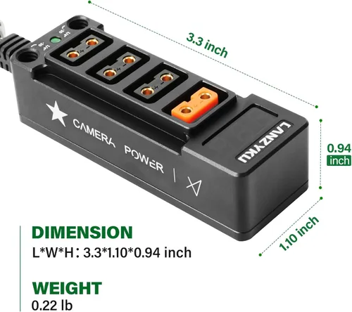 Miniatura 4 de Divisor D-Tap D-Tap de Voltímetro Regulado de 12V para ARRI ROJO Sony Teradek Smallhd DJI TILTA SmallRig Montaje en V Montaje en Oro, Roscas