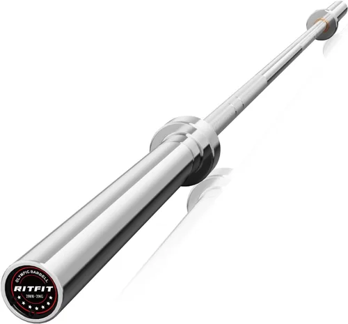 Miniatura 15 de RitFit Elite - Barra olímpica de 7 pies, robusta barra de 45 libras para levantamiento de pesas y levantamiento de potencia, barra olímpica superior