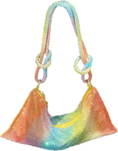 rosyclo Bolso brillante con diamantes de imitación para mujer, bolsos de noche para boda, graduación, fiesta, club, bolsos